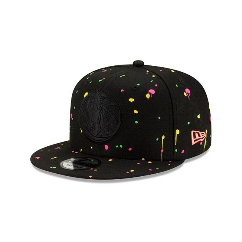 NBA Dallas Mavericks Neon Splatter 9Fifty Snapback (WCJ2640) - Black New Era Caps